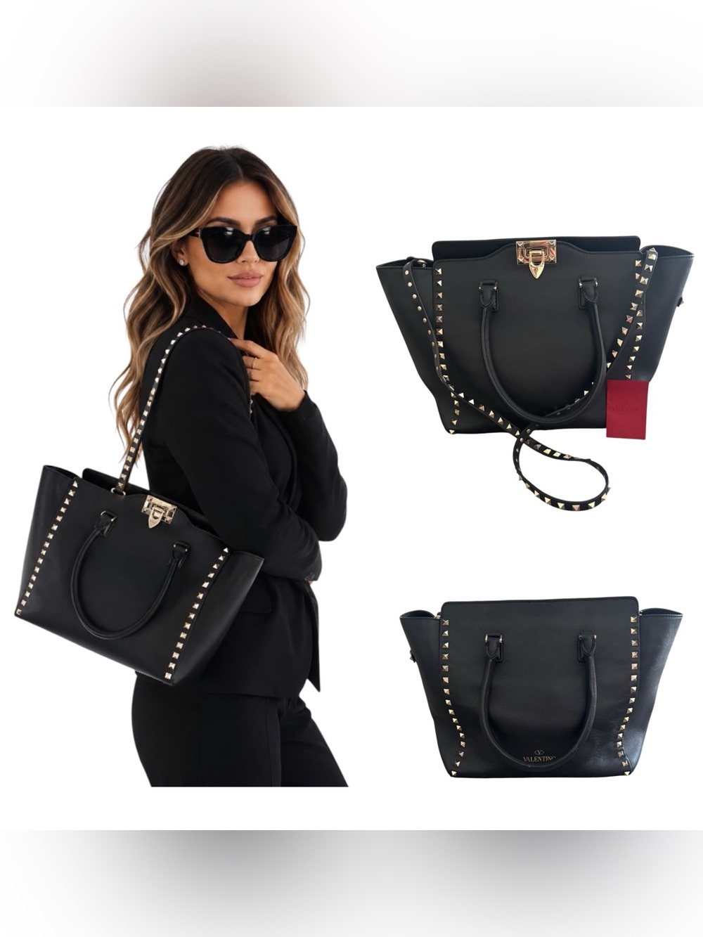 Valentino Garavani Vitelli Rockstud Bag - Black/Silver
